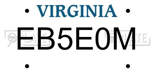 EB5E0M Virginia License Plate