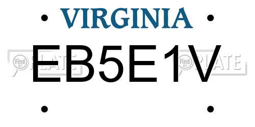EB5E1V Virginia License Plate