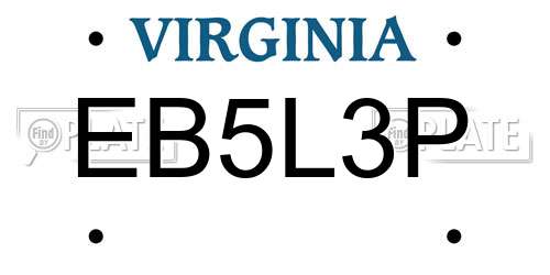 EB5L3P Virginia License Plate