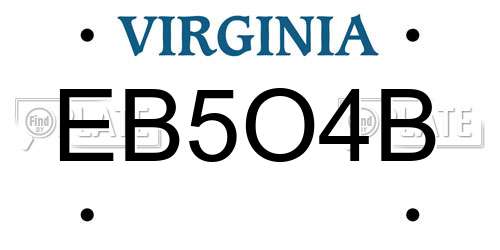EB5O4B Virginia License Plate