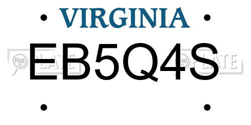 EB5Q4S Virginia License Plate