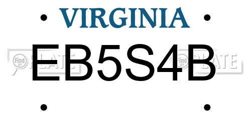 EB5S4B Virginia License Plate