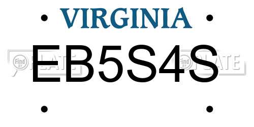 EB5S4S Virginia License Plate