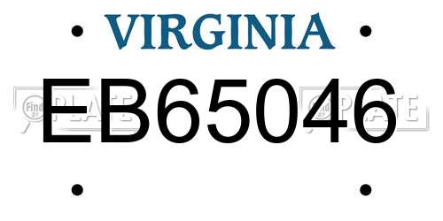 EB65046 Virginia License Plate