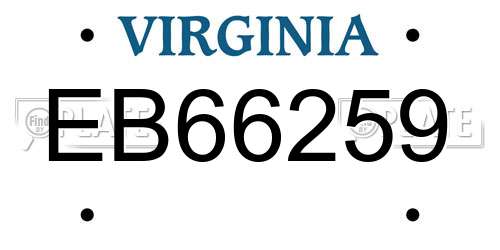 EB66259 Virginia License Plate