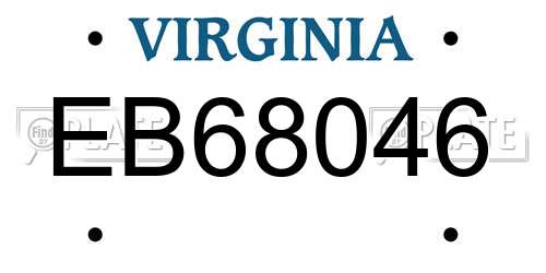 EB68046 Virginia License Plate