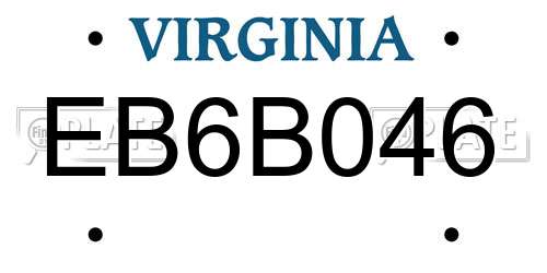 EB6B046 Virginia License Plate