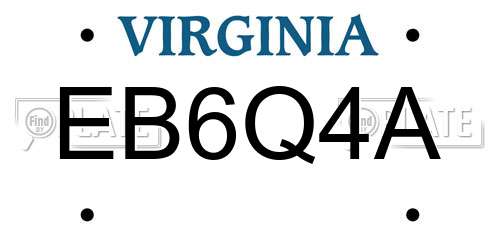 EB6Q4A Virginia License Plate
