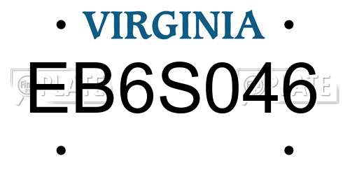 EB6S046 Virginia License Plate