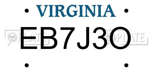 EB7J3O Virginia License Plate