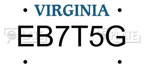 EB7T5G Virginia License Plate