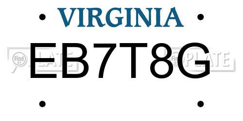 EB7T8G Virginia License Plate