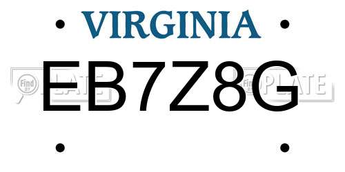 EB7Z8G Virginia License Plate