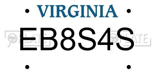 EB8S4S Virginia License Plate