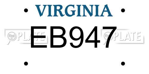 EB947 Virginia License Plate