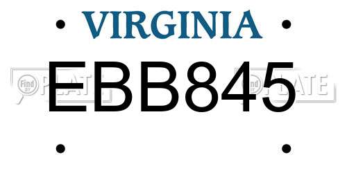 EBB845 Virginia License Plate
