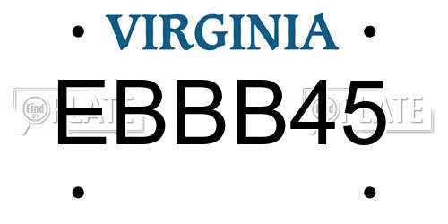 EBBB45 Virginia License Plate