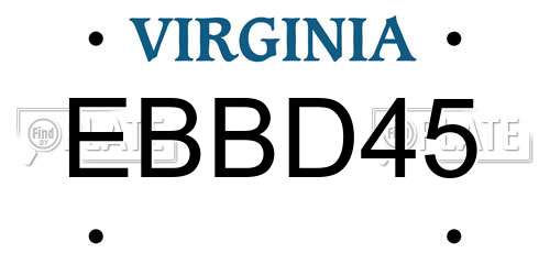 EBBD45 Virginia License Plate