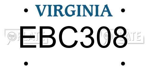 EBC308 Virginia License Plate