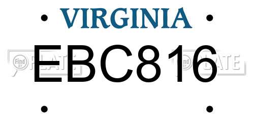 EBC816 Virginia License Plate