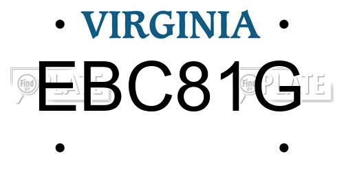 EBC81G Virginia License Plate