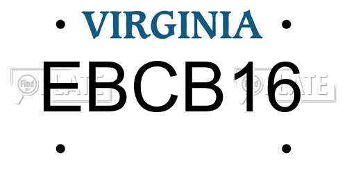 EBCB16 Virginia License Plate