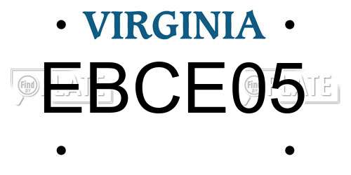 EBCE05 Virginia License Plate