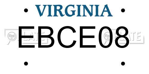 EBCE08 Virginia License Plate