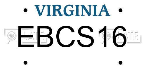 EBCS16 Virginia License Plate