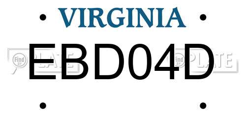 EBD04D Virginia License Plate