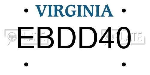 EBDD40 Virginia License Plate