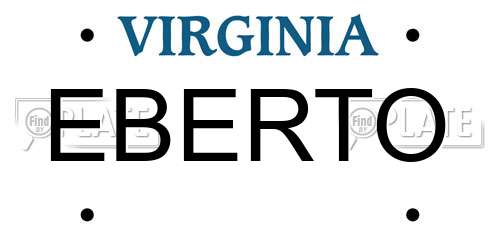 EBERTO Virginia License Plate