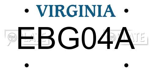 EBG04A Virginia License Plate