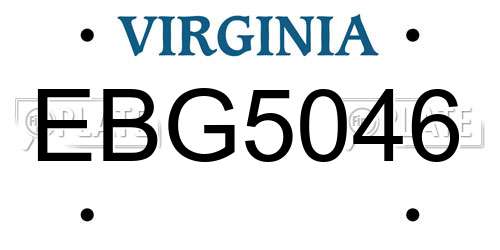 EBG5046 Virginia License Plate