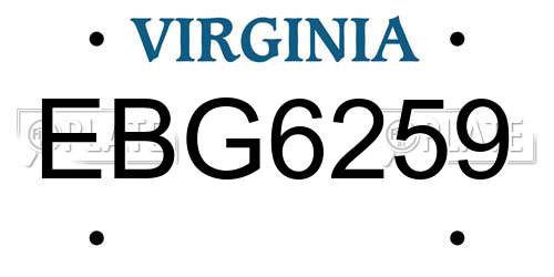 EBG6259 Virginia License Plate