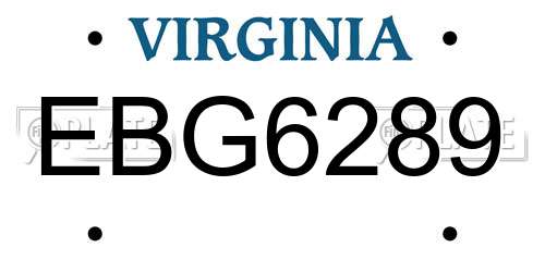 EBG6289 Virginia License Plate