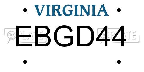 EBGD44 Virginia License Plate