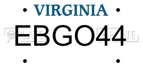 EBGO44 Virginia License Plate