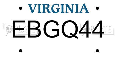 EBGQ44 Virginia License Plate