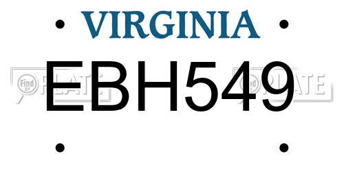 EBH549 Virginia License Plate