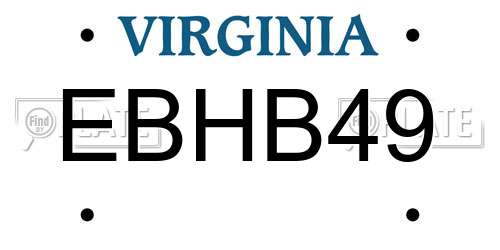 EBHB49 Virginia License Plate