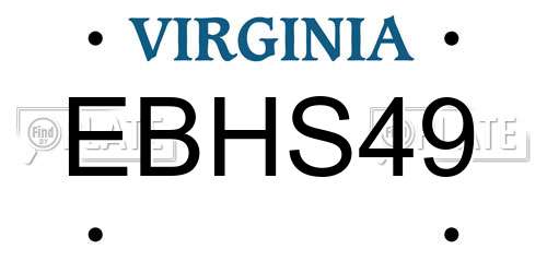EBHS49 Virginia License Plate