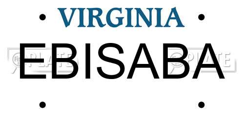EBISABA Virginia License Plate
