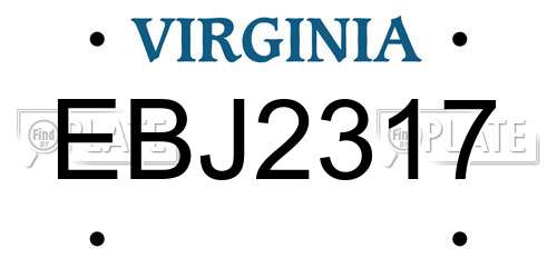 EBJ2317 Virginia License Plate