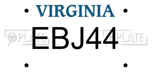EBJ44 Virginia License Plate