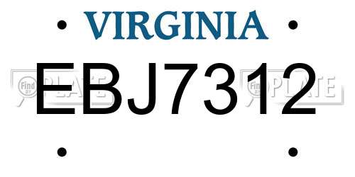 EBJ7312 Virginia License Plate