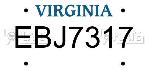 EBJ7317 Virginia License Plate