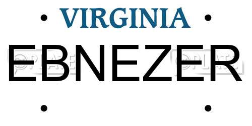 EBNEZER Virginia License Plate