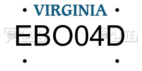 EBO04D Virginia License Plate