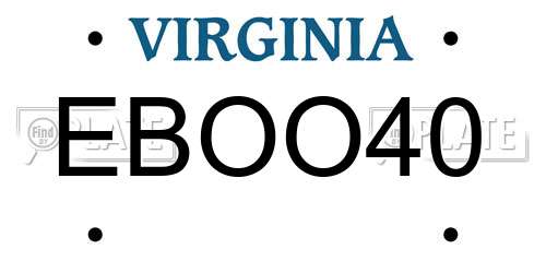 EBOO40 Virginia License Plate